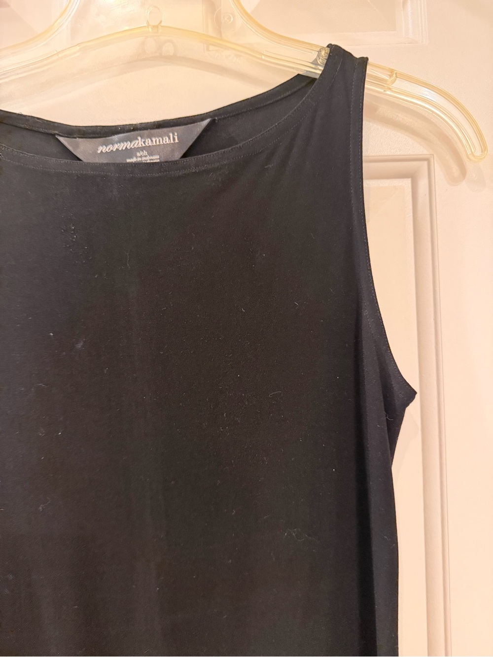 Norma Kamali Black Sleeveless Midi Sheath Dress, Stretch Knit, Size S - Picture 7 of 16